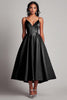 Load image into Gallery viewer, Red Spaghetti Straps Satin Tea Length Long Formal Dress