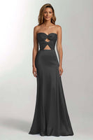 Load image into Gallery viewer, Dark Green Sweetheart Mermaid Satin Long Formal Dress