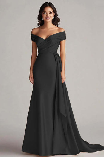 Peacock Off the Shoulder Mermaid Satin Long Formal Dress