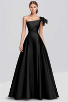 Load image into Gallery viewer, Fuchsia Satin One Shoulder Ball Gown Long Formal Dress