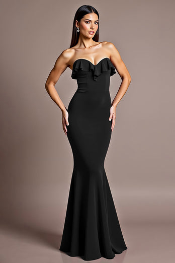 Burgundy Satin Mermaid Sweetheart Long Formal Dress