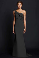 Load image into Gallery viewer, Khaki One Shouder Satin Ruched Mermaid Long Formal Dress