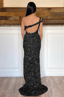 Load image into Gallery viewer, Sheath One Shoulder Orange Sequins Long Formal Dress
