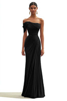 Load image into Gallery viewer, Dark Green Mermaid One Shoulder Ruched Long Formal Dress