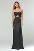 Load image into Gallery viewer, Black Sweetheart Sheath Satin Long Formal Dress