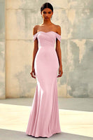 Load image into Gallery viewer, Purple Off the Shoulder Mermaid Ruched Long Formal Dress