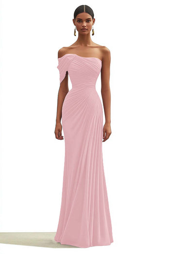 Dark Green Mermaid One Shoulder Ruched Long Formal Dress