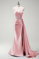 Load image into Gallery viewer, Sparkly Royal Blue Spaghetti Straps Corset Long Formal Dress