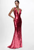 Load image into Gallery viewer, Sparkly Silver Sequin Mermaid Deep V-Neck Long Formal Dress