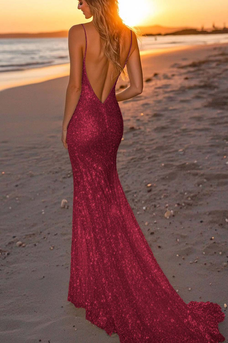 Load image into Gallery viewer, Sparkly Silver Sequin Spaghetti Straps Mermaid Long Formal Dress