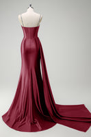 Load image into Gallery viewer, Sparkly Dark Green Sequined Corset Long Formal Dress with Slit