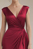 Load image into Gallery viewer, Grey Blue V-Neck Sheath Long Satin Formal Dress