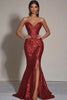 Load image into Gallery viewer, Sparkly Gold Sweetheart Mermaid Long Sequin Formal Dress with Slit