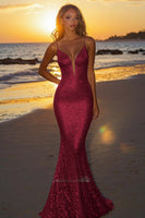 Load image into Gallery viewer, Sparkly Silver Sequin Spaghetti Straps Mermaid Long Formal Dress
