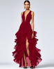 Load image into Gallery viewer, Royal Blue A Line V-Neck Ruffled Long Formal Dress with Slit