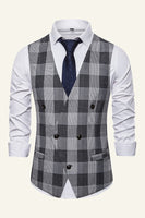 Load image into Gallery viewer, Lapel Brown Men&#39;s Check Vest