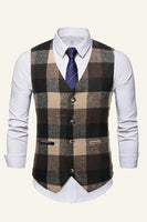 Load image into Gallery viewer, Lapel Brown Men&#39;s Suit Check Vest