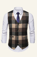 Load image into Gallery viewer, Lapel Brown Men&#39;s Suit Check Vest