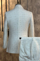 Load image into Gallery viewer, White Plaid Peak Lapel 2 Piece Men&#39;s Formal Suits