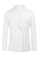 Load image into Gallery viewer, White Plaid Double Breasted 2 Piece Men&#39;s Formal Suits