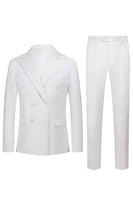 Load image into Gallery viewer, White Jacquard Double Breasted 2 Piece Men&#39;s Formal Suits