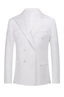 Load image into Gallery viewer, White Jacquard Double Breasted 2 Piece Men&#39;s Formal Suits