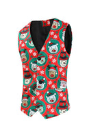 Load image into Gallery viewer, Notched Lapel One Button Santa Claus Printed Red Men&#39;s Formal Suits
