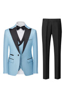 Load image into Gallery viewer, Black Grey 3 Piece Peak Lapel One Button Men&#39;s Formal Suits