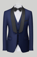 Load image into Gallery viewer, Royal Blue 3 Piece Shawl Lapel Men&#39;s Prom Tuxedo