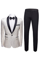 Load image into Gallery viewer, Red 2 Pieces Jacquard Shawl Lapel Men&#39;s Formal Suits