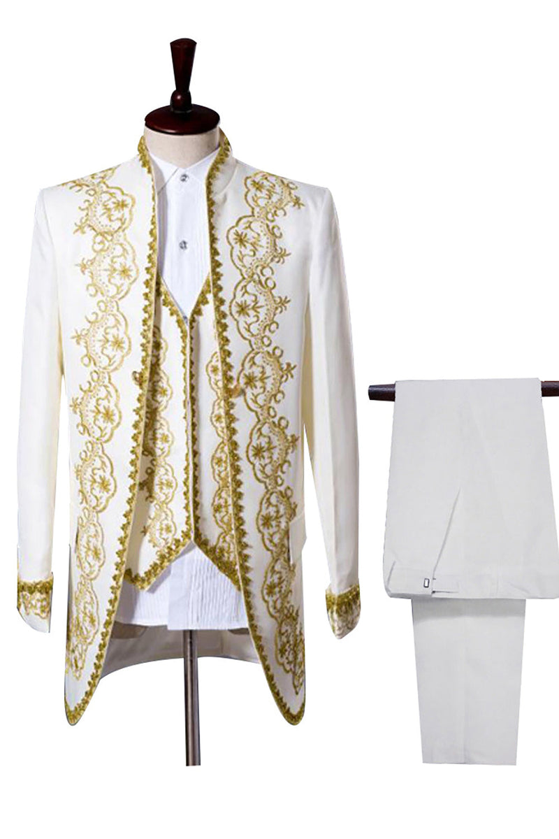 Load image into Gallery viewer, White Men&#39;s 3 Pieces Shawl Lapel Prom Tuxedo