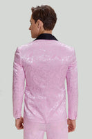 Load image into Gallery viewer, Pink Jacquard Satin Shawl Lapel 3 Piece Men&#39;s Formal Suits