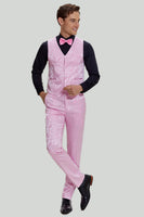 Load image into Gallery viewer, Pink Jacquard Satin Shawl Lapel 3 Piece Men&#39;s Formal Suits