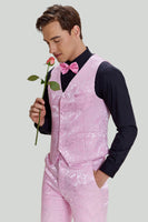 Load image into Gallery viewer, Pink Jacquard Satin Shawl Lapel 3 Piece Men&#39;s Formal Suits