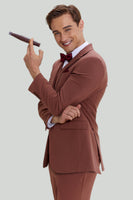 Load image into Gallery viewer, Tan Notched Lapel 3 Piece Single Breasted Formal Suits