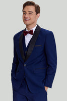 Load image into Gallery viewer, Men&#39;s Navy 3-piece One Button Slim Fit Formal Suits