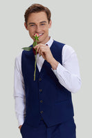 Load image into Gallery viewer, Men&#39;s Navy 3-piece One Button Slim Fit Formal Suits