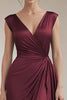 Load image into Gallery viewer, Grey Blue V-Neck Sheath Long Satin Formal Dress