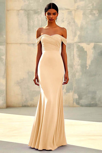Purple Off the Shoulder Mermaid Ruched Long Formal Dress