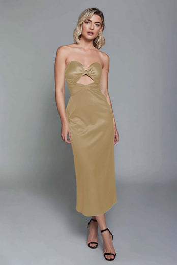 Dark Green Sheath Satin Sweetheart Ankle Length Formal Dress