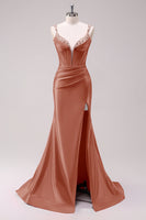 Load image into Gallery viewer, Sparkly Fuchsia Beaded Corset Formal Dress with Slit