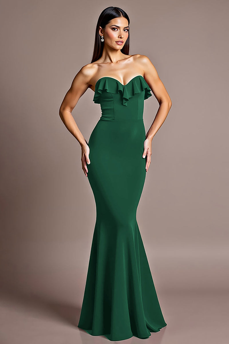 Load image into Gallery viewer, Burgundy Satin Mermaid Sweetheart Long Formal Dress