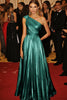 Load image into Gallery viewer, Golden Metallic Pleated One Shoulder A Line Long Formal Dress