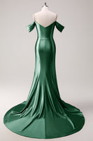 Load image into Gallery viewer, Sparkly Blush Off The Shoulder Long Satin Formal Dress