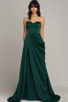 Load image into Gallery viewer, Black Sweetheart Satin A Line Long Formal Dress