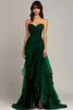 Load image into Gallery viewer, Black Sweetheart Sheath Tiered Long Formal Dress