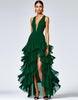 Load image into Gallery viewer, Royal Blue A Line V-Neck Ruffled Long Formal Dress with Slit