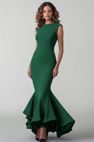 Load image into Gallery viewer, Plum Round Neck Mermaid Long Formal Dress with Ruffles