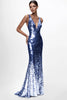 Load image into Gallery viewer, Sparkly Silver Sequin Mermaid Deep V-Neck Long Formal Dress