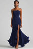 Load image into Gallery viewer, Royal Blue Strapless Long Chiffon Formal Dress with Slit